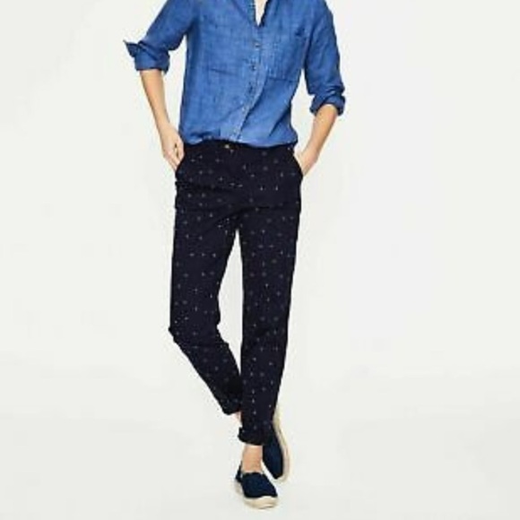 Boden Rachel Spot Chino NAVY WITH BLUE POLKA DOTS Trousers Sz 8 - Picture 4 of 15